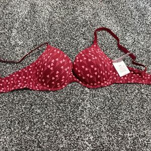NWT Auden 34D Red Patterned Lightly Padded Everyday Bra